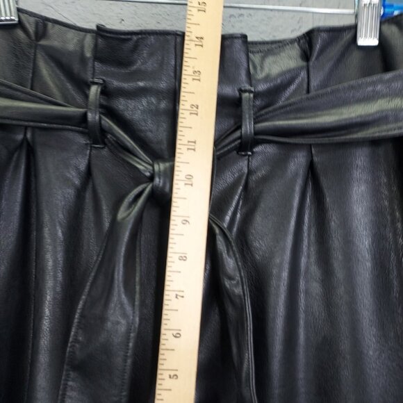 COMMANDO Faux Leather Pants Women's M Paper Bag Tie Waist Crop Trouser Black - Picture 10 of 12